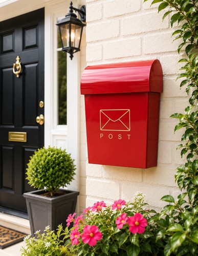 Post box wall mounted red - wall,
