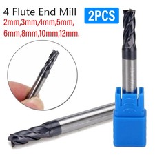 2-12MM Solid Carbide End Mill 4 Flute TiAlN Milling Cutter Slot Drill Bit 2PC