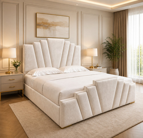 Art deco upholstered bed frame - upholstered,