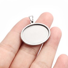5x Stainless Steel 18*25mm Oval Pendant Trays Blanks Bezel Cabochon Setting Base