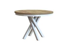 Round Extendable Dining Table Redpak Raven with Metal Ring White Legs (100/140)