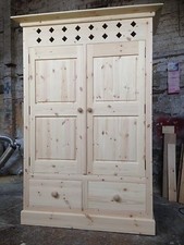 HANDMADE SOLID PINE KITCHEN LARDER CUPBOARD - UNWAXED 