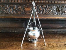  CHRISTOPHER DRESSER ELKINGTON SILVER PLATED BRANDY WARMER CAULDRON dated 1884