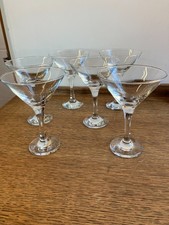 Set of Six Clear Glass Martini