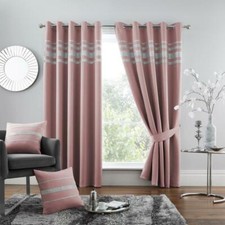 Kendal Diamante Thermal Blackout Curtain Pair Ready Made Eyelet Ring Top Curtain