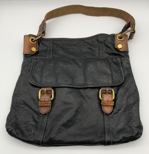 Vtg fossil black leather - fossil,