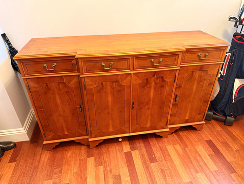 Brown yew wood sideboard - sideboard, 4