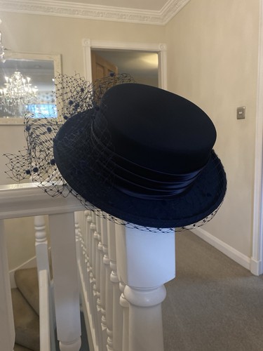 Vintage navy netted bow - vintage,