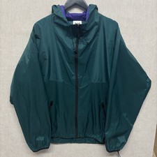 Helly Hansen Vintage Dark Green Nylon Windbreaker Jacket Men's Size L Hooded Zip