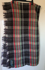 Bronte Tweeds 100% Wool Travel Rug Picnic Blanket Green Red Tartan 50" X 42" 