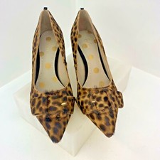 90% OFF!! Boden Women Mid Heel Ladies Shoes Suede Navy Leopard Purple RRP £100