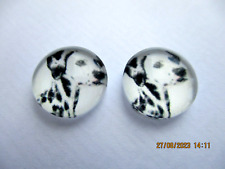 DALMATION DOG GLASS STUD EARRINGS 12MM
