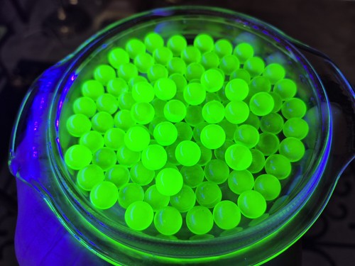 100 uranium glass marbles - glass, 10mm