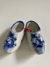 Delft Miniature Clogs, Blue and White Porcelain Ornament, Dutch Holland