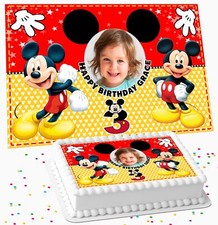 MICKEY MOUSE YOUR PHOTO PERSONALISED EDIBLE ICING COSTCO CAKE TOPPER RM-5