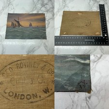 Original Oil on Canvas Scene Signed FY 18cm X 12cm Sailboats At Sunset