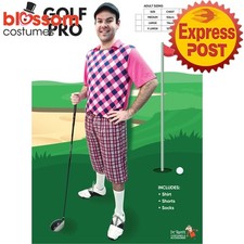 CA2867 Mens Pink Golf Pro Golfer Pub Golf Stag Night Fancy Dress Sports Costume