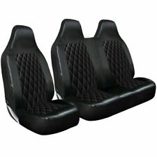 FOR MERCEDES SPRINTER - BLACK QUILTED DIAMOND LEATHER VAN SEAT COVERS 2+1