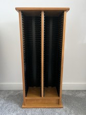 Pine Wood CD Storage Tower Rack Cabinet Holds 80 CDs 75x34x19cm