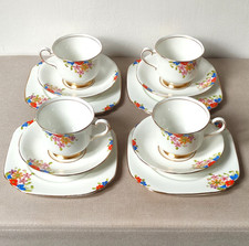 4 Vintage Hand Painted Tea