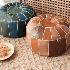 Handmade Moroccan Leather Footstool Pouffe Pouf DIY Round Ottoman f/ Home Decor