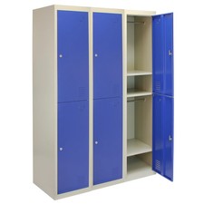 School Steel Lockers 3 x 2 Doors Lockable Storage Units Flat Packed Metal Gym