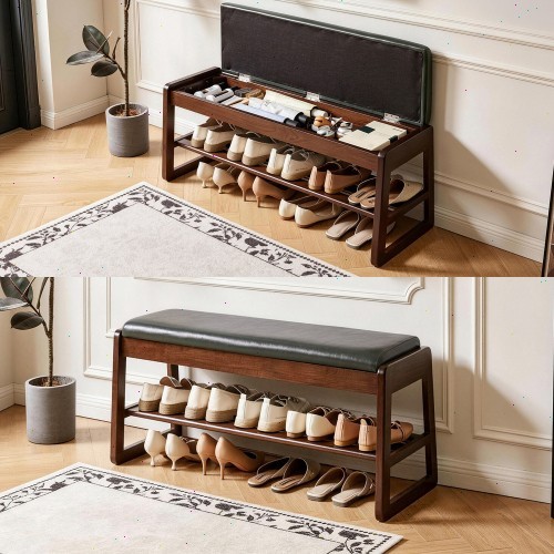 Shoe stool entryway - stool, rack