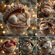 2D Nature Decor Christmas Tree Animal Acorn Ornament Holiday Tree Decoration