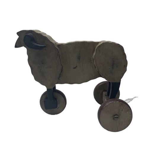 Child antique wood sheep - wood,