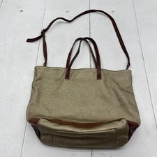 Caterina Lucchi Tote Bag Womens Brown Woven Leather Trim Made in Italy Shoulder