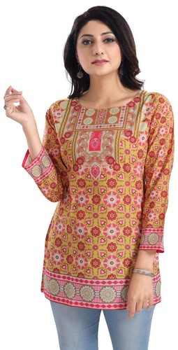 Polyester yellow kurtis for - kurtis,