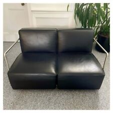 Flexform - Antonio Citterio - Two Seater - A.B.C. - Black Leather / Satin Steel