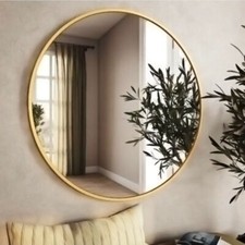 Large Gold Round Wall Mirror