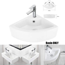 Small Compact Bathroom Cloakroom Hand Wash Basin Sink Ceramic Wall Hung White UK