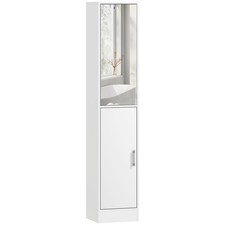 kleankin Tall Mirrored Bathroom Cabinet with Adjustable Shelf White