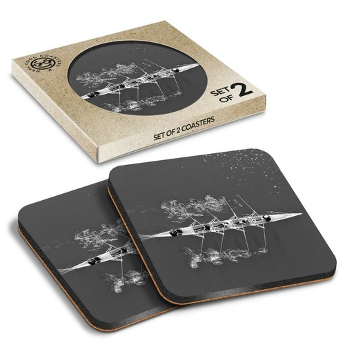 Boxed square coasters bw - boxed,