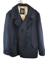 SACOOR Navy Pea Coat size L Mens Wool Blend Casual Outdoors Outerwear