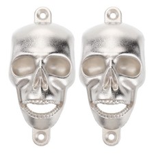 2 Pcs Cast Iron Wall Mounted Skull Design Bottle Opener Beer Can