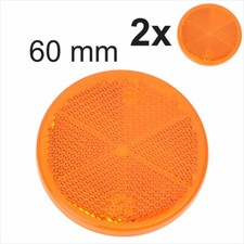 2x 60mm Self-Adhesive Amber Orange Round Circular Trailer Caravan Reflectors 