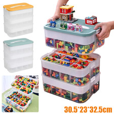 Storage Boxes for Lego Building Blocks 3-Tier Stackable Adjustable Compartments