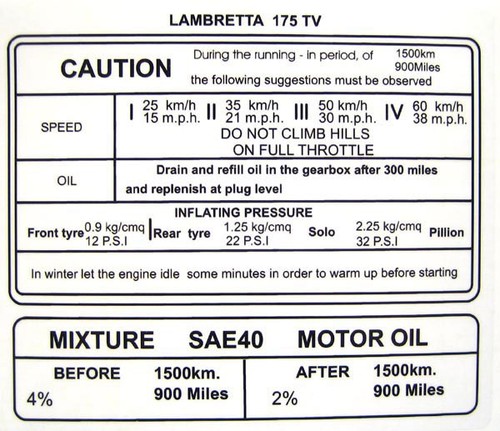 Lambretta sticker running in - sticker,