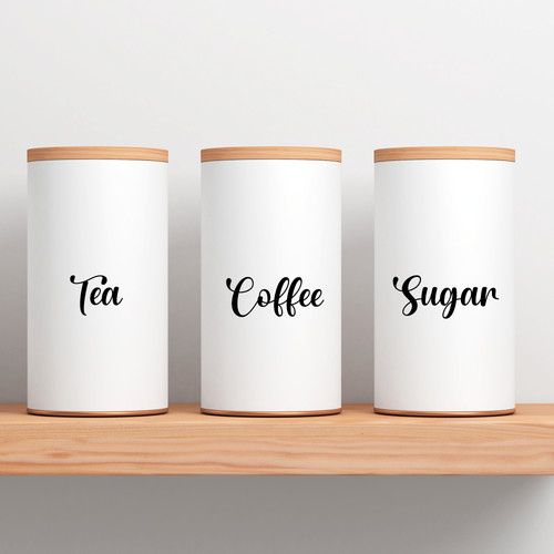 Tea coffee sugar - jar, labels