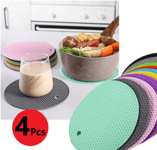 4Pcs Round Silicone Trivet