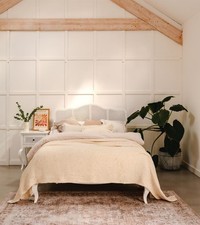 Louis Bed 4ft6, 5ft, Cane Rattan Headboard, Oak White French Bedroom Furniture