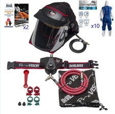 DeVilbiss PROV 650 Pro Visor Air Fed Mask Visor Kit + 10 Coveralls + 2 Box Glove
