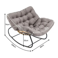 Garden Outdoor Rocking Chair Large Metal Frame Thick Padding Grey
