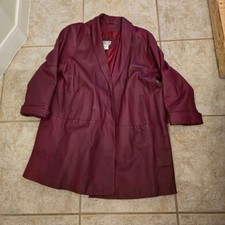 Venezia Vital Womens Leather Overcoat Burgandy Swing Coat 2XL