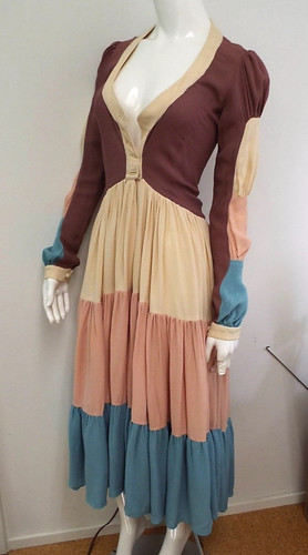 Vtg 1970s ossie clark tiered - 1970s,