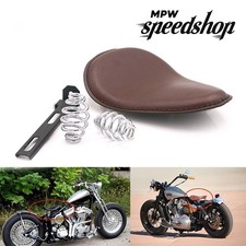 Motorcycle Brown Solo Slim Leather Seat & Springs Custom Harley Bobber chopper