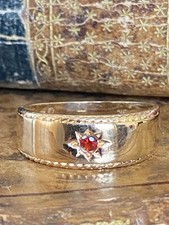 Gents 9ct Gold & Garnet  Gypsy Ring, Size U, London 1975 , Stunning !!